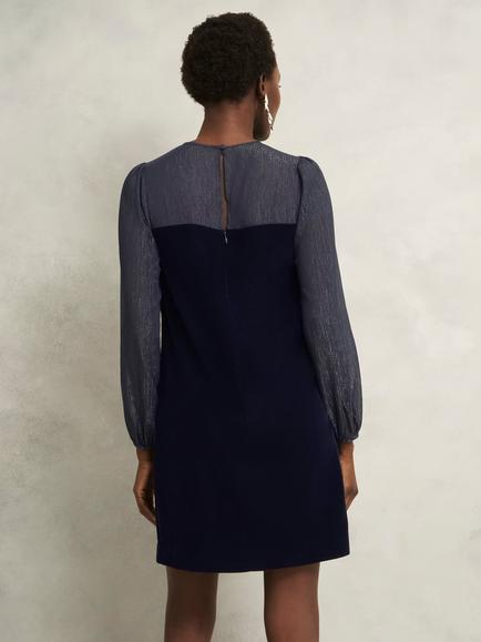 Hobbs Zariah Velvet Mini Dress, Midnight Navy - view 2, Midnight Navy