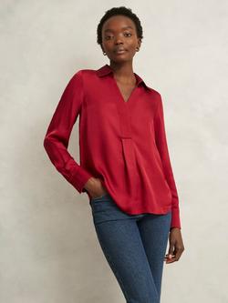 Hobbs Marie Hammered Satin Top, Pomegranate Red, Pomegranate Red