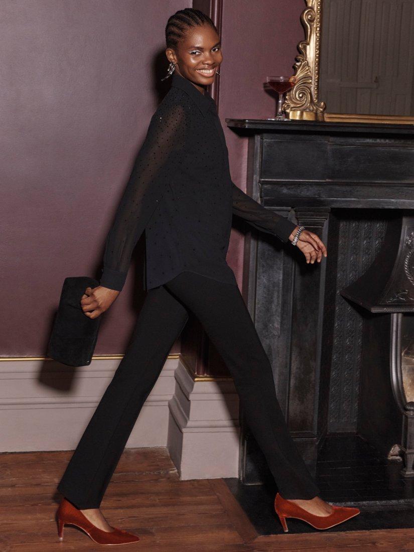 Product image 1 of 6, which shows Hobbs Shona Diamante Shirt, Black, 12