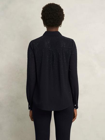 Hobbs Shona Diamante Shirt, Black - view 2, Black