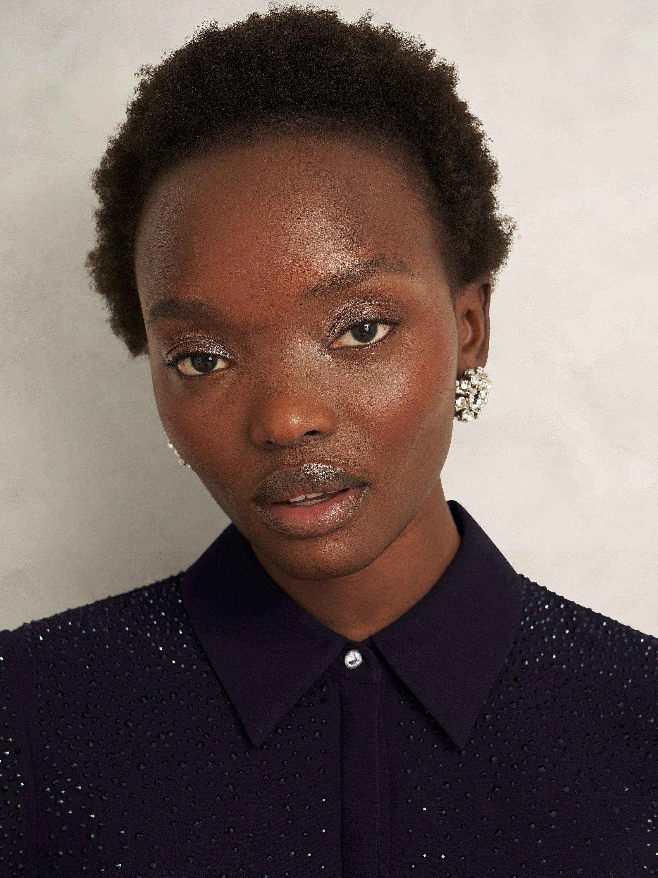 Product image 3 of 6, which shows Hobbs Shona Diamante Shirt, Black, 12