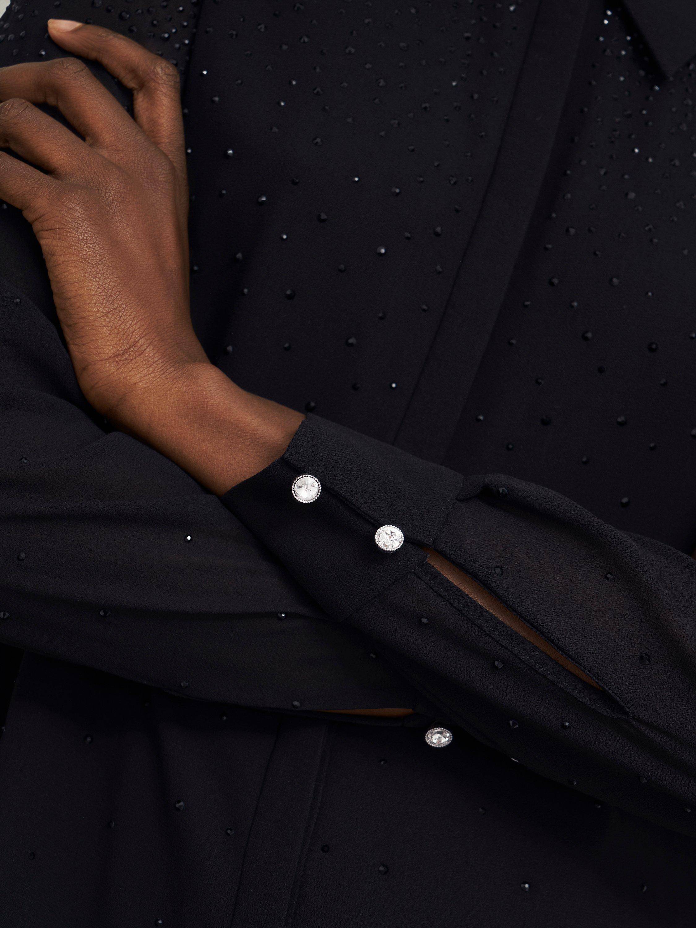 Product image 5 of 6, which shows Hobbs Shona Diamante Shirt, Black, 12