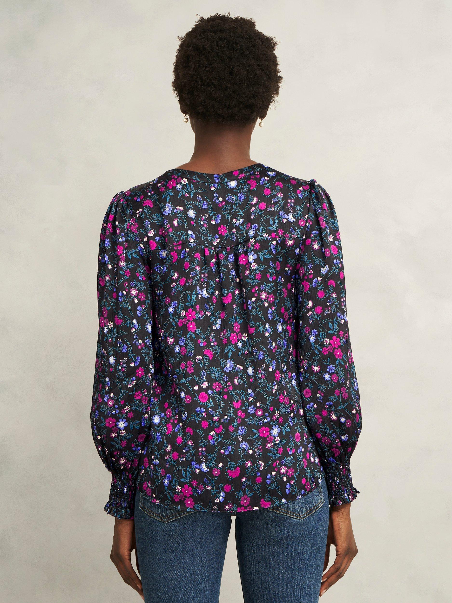 Product image 2 of 5, which shows Hobbs Tasha Floral Top, Black/Multi, 10