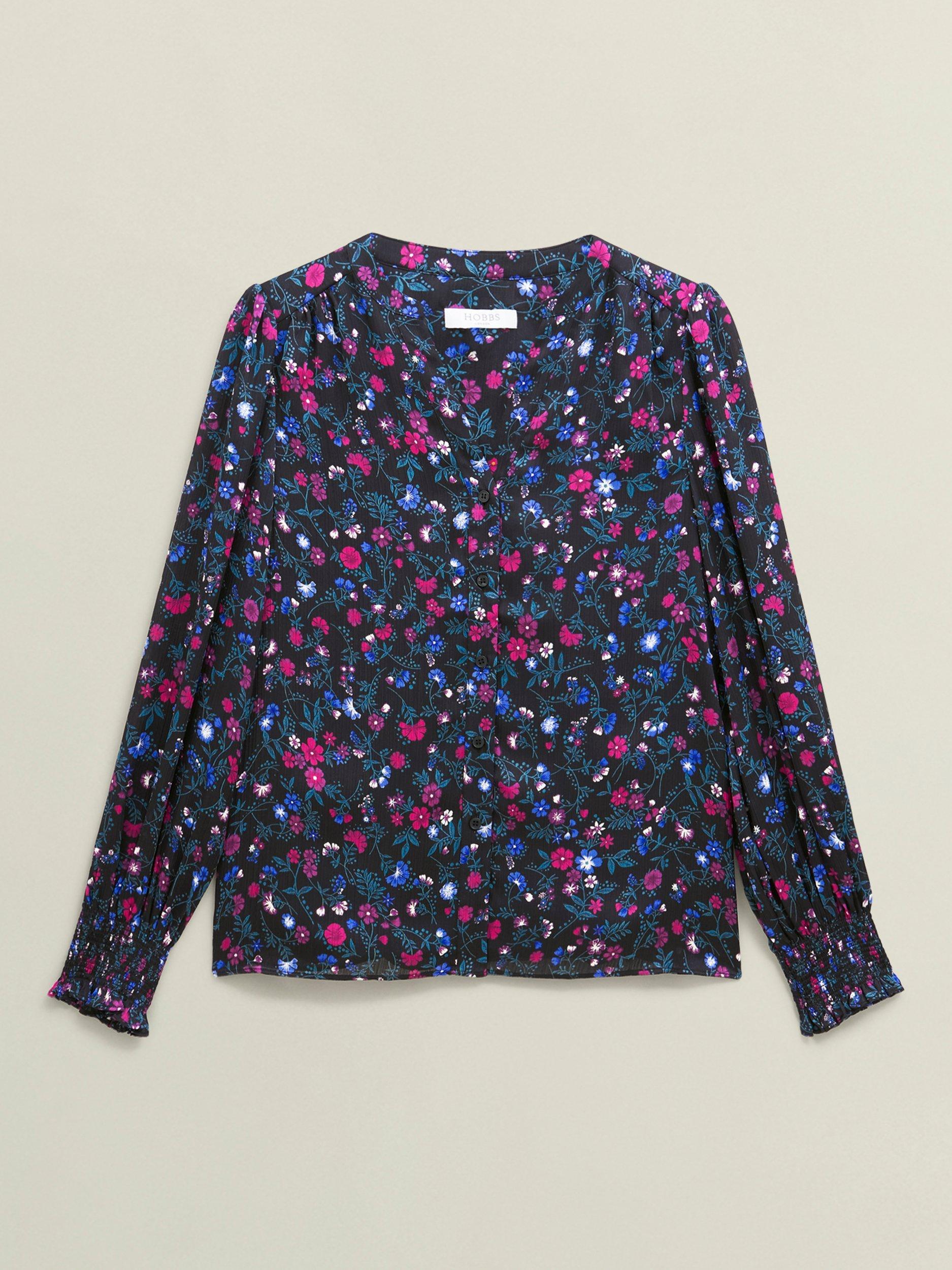 Product image 4 of 5, which shows Hobbs Tasha Floral Top, Black/Multi, 10