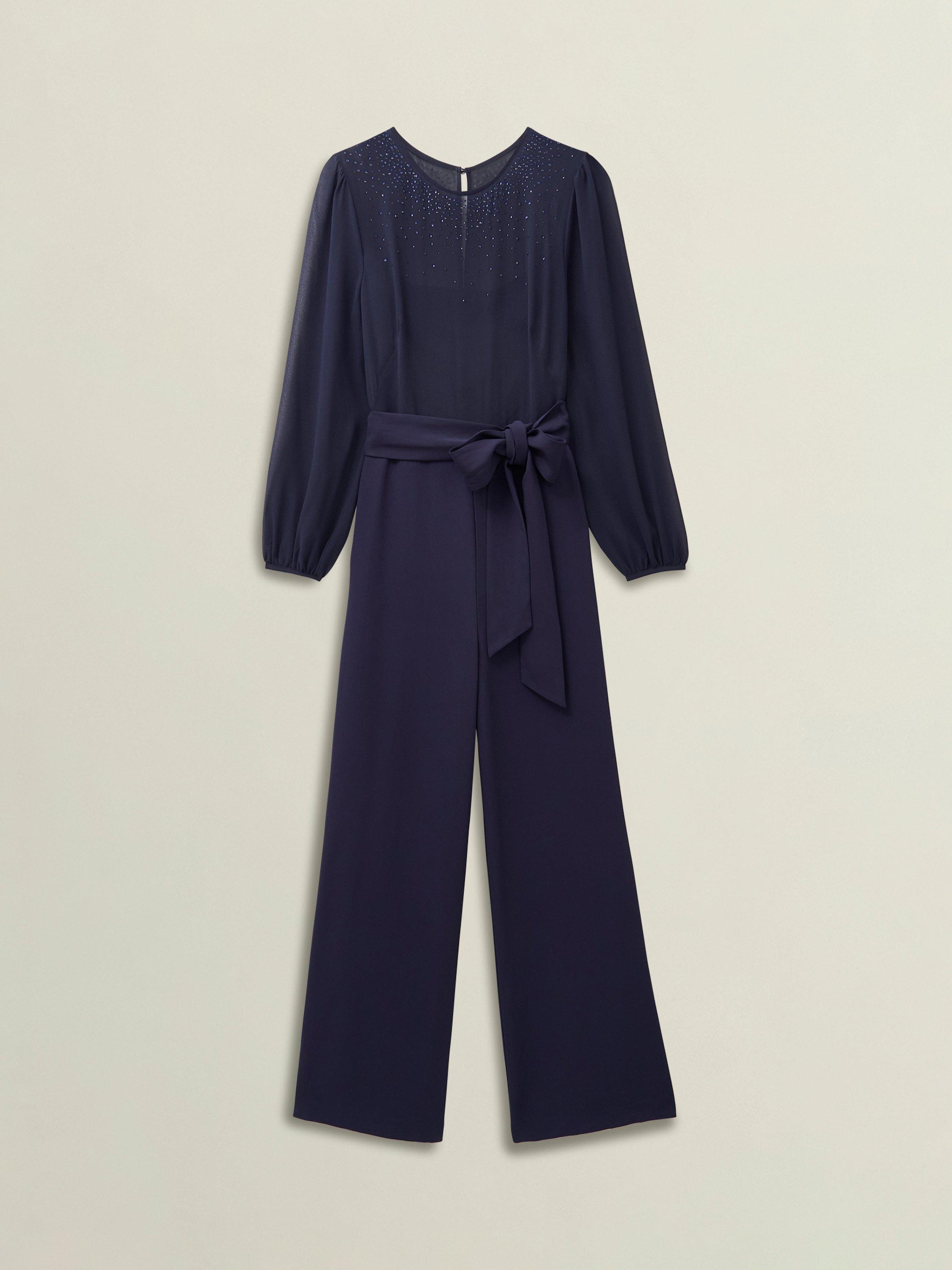 Product image 4 of 6, which shows Hobbs Anoushka Gem Jumpsuit, Midnight Navy, 12