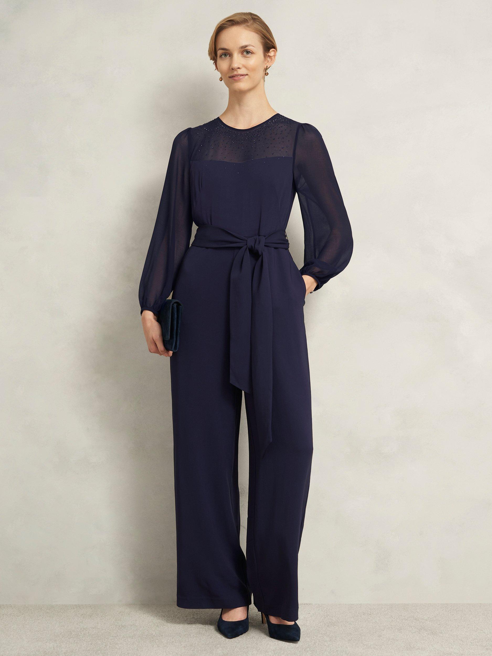Product image 6 of 6, which shows Hobbs Anoushka Gem Jumpsuit, Midnight Navy, 12