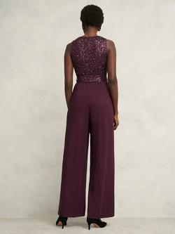 Hobbs Petite Zuri Sequin Bodice Jumpsuit, Onyx Red - view 2, Onyx Red