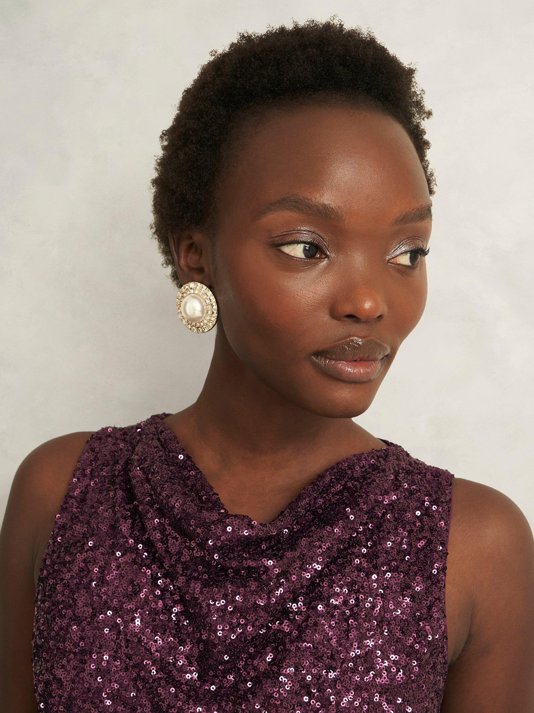 Product image 6 of 7, which shows Hobbs Petite Zuri Sequin Bodice Jumpsuit, Onyx Red, 10