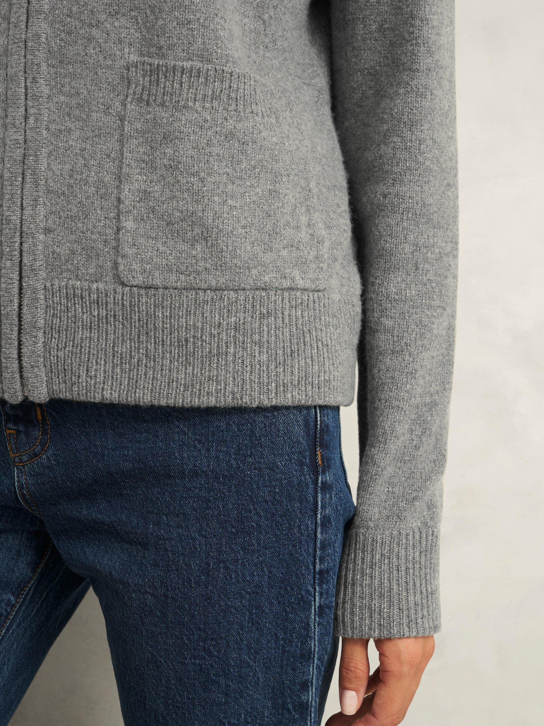 Product image 6 of 7, which shows Hobbs Bonnie Knitted Bomber Jacket, Mid Grey Marl, L