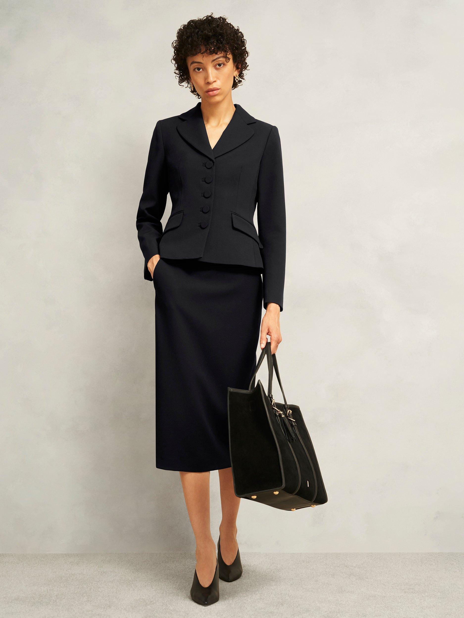Product image 6 of 6, which shows Hobbs Belgrave Tailored Pencil Skirt, Black, 14