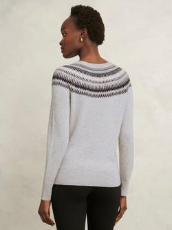 Hobbs Greta Fair Isle Sparkle Wool Blend Jumper, Pale Grey Marl - view 2, Pale Grey Marl