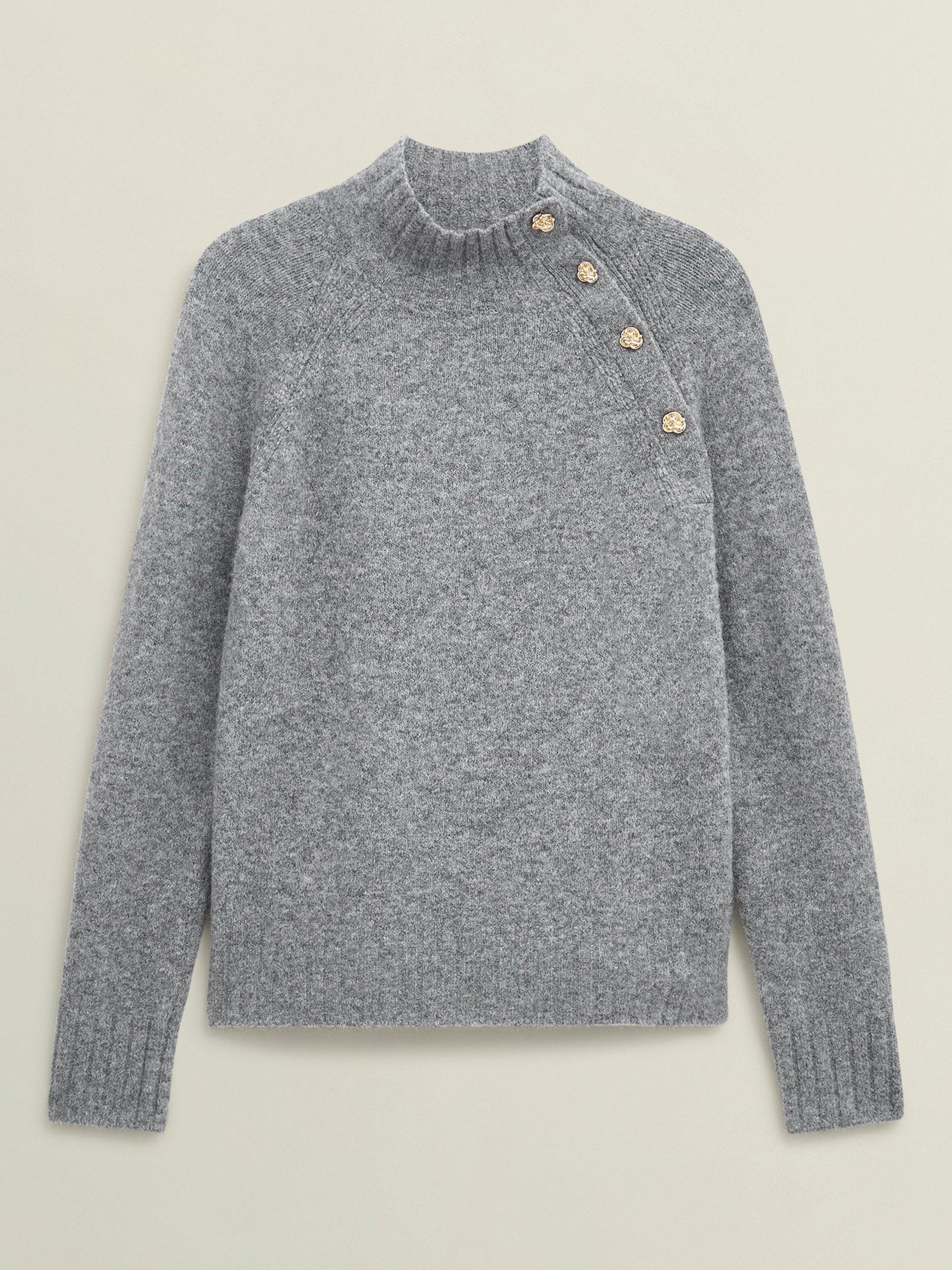Product image 4 of 5, which shows Hobbs Lisbeth Marled Yarn Jumper, Mid Grey Marl, XS