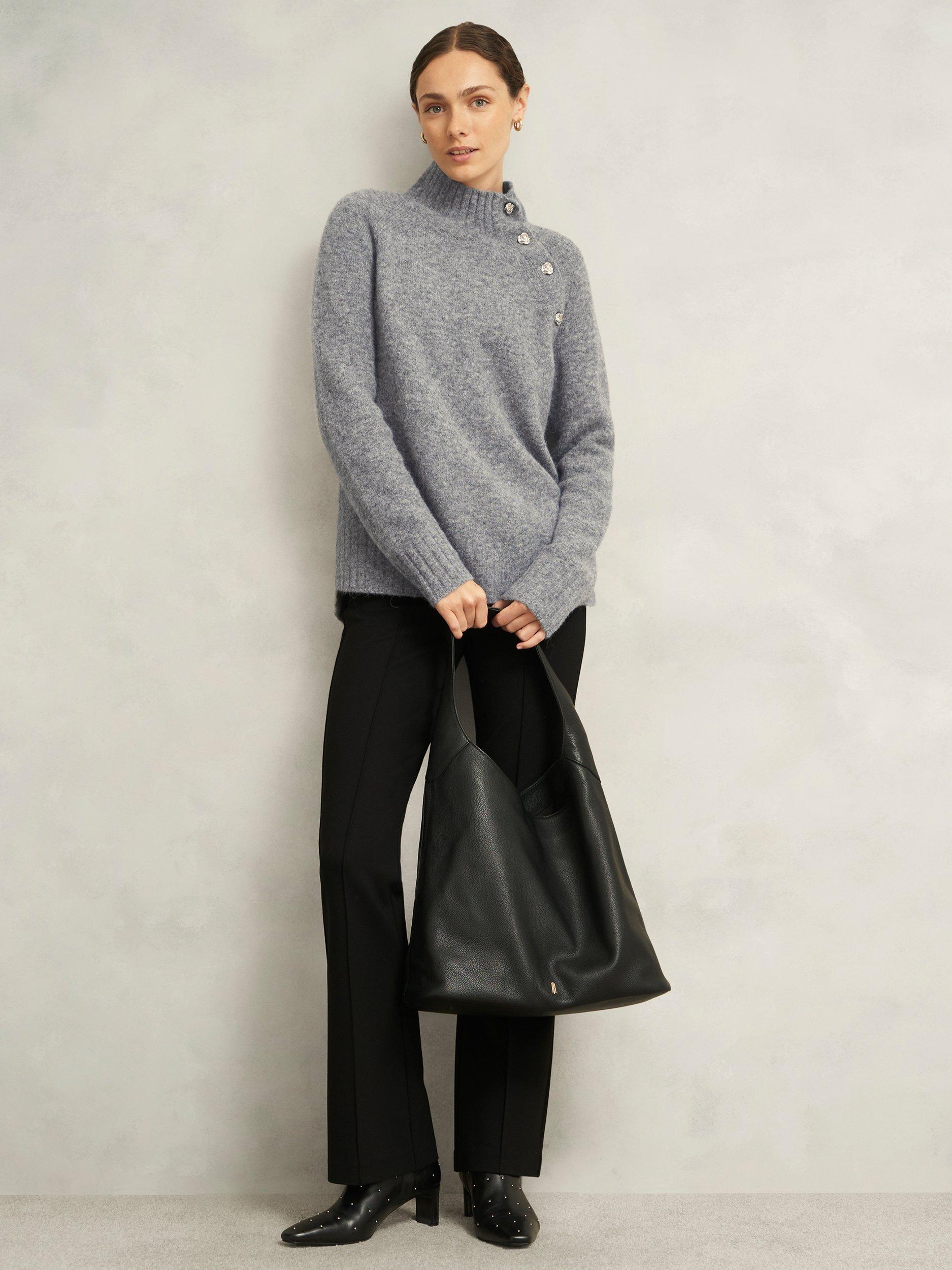 Product image 5 of 5, which shows Hobbs Lisbeth Marled Yarn Jumper, Mid Grey Marl, XS