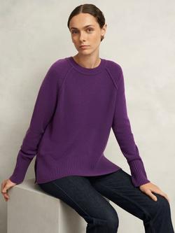 Hobbs Mandy Seam Detail Wool Rich Jumper, Fig Purple, Fig Purple
