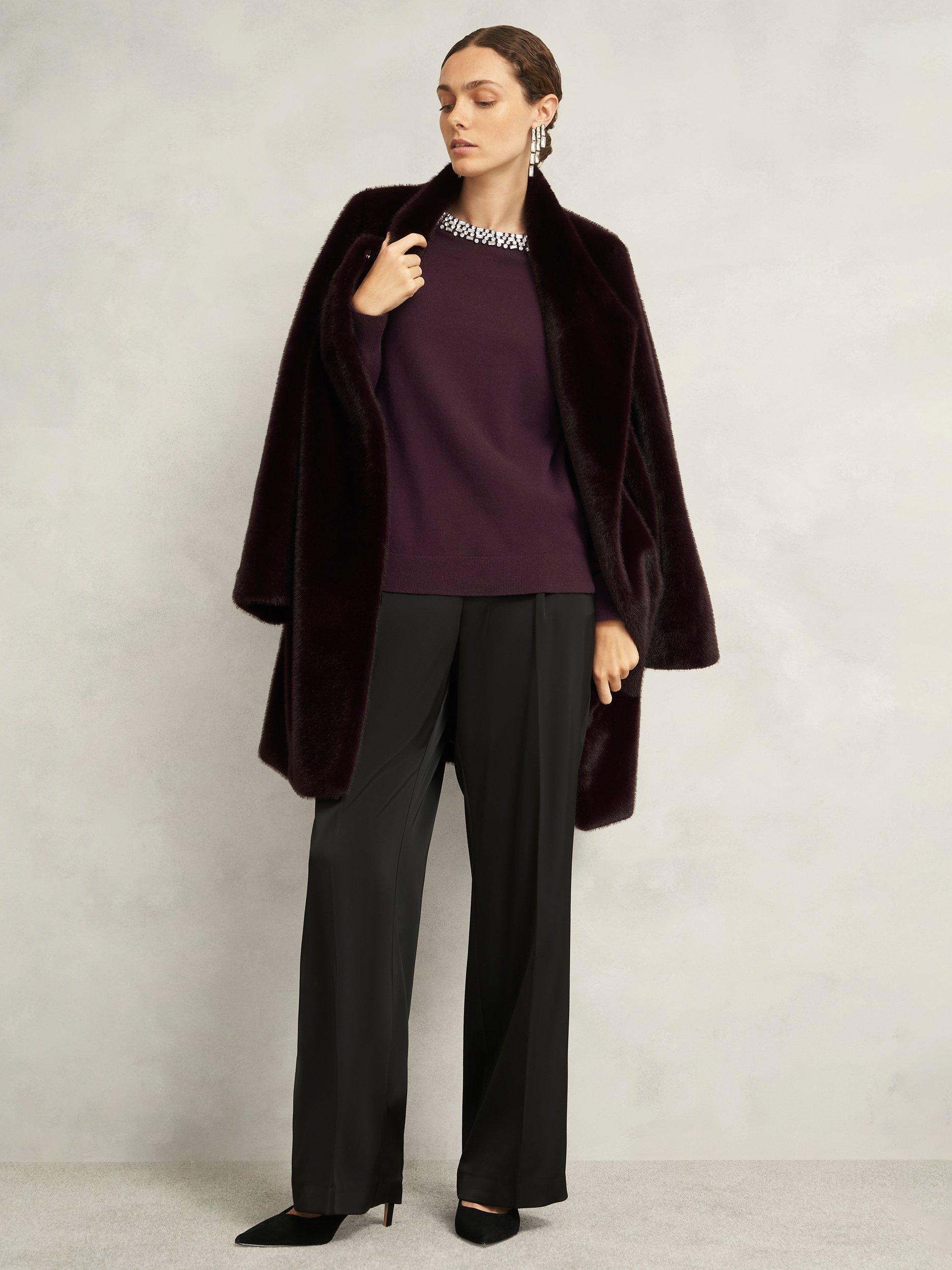 Product image 6 of 7, which shows Hobbs Sherry Embellished Jumper, Malbec Purple, S