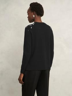 Hobbs Theodora Gem Fair Isle Wool Blend Jumper, Black - view 2, Black