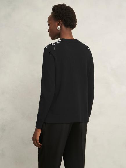 Hobbs Theodora Gem Fair Isle Wool Blend Jumper, Black - view 2, Black
