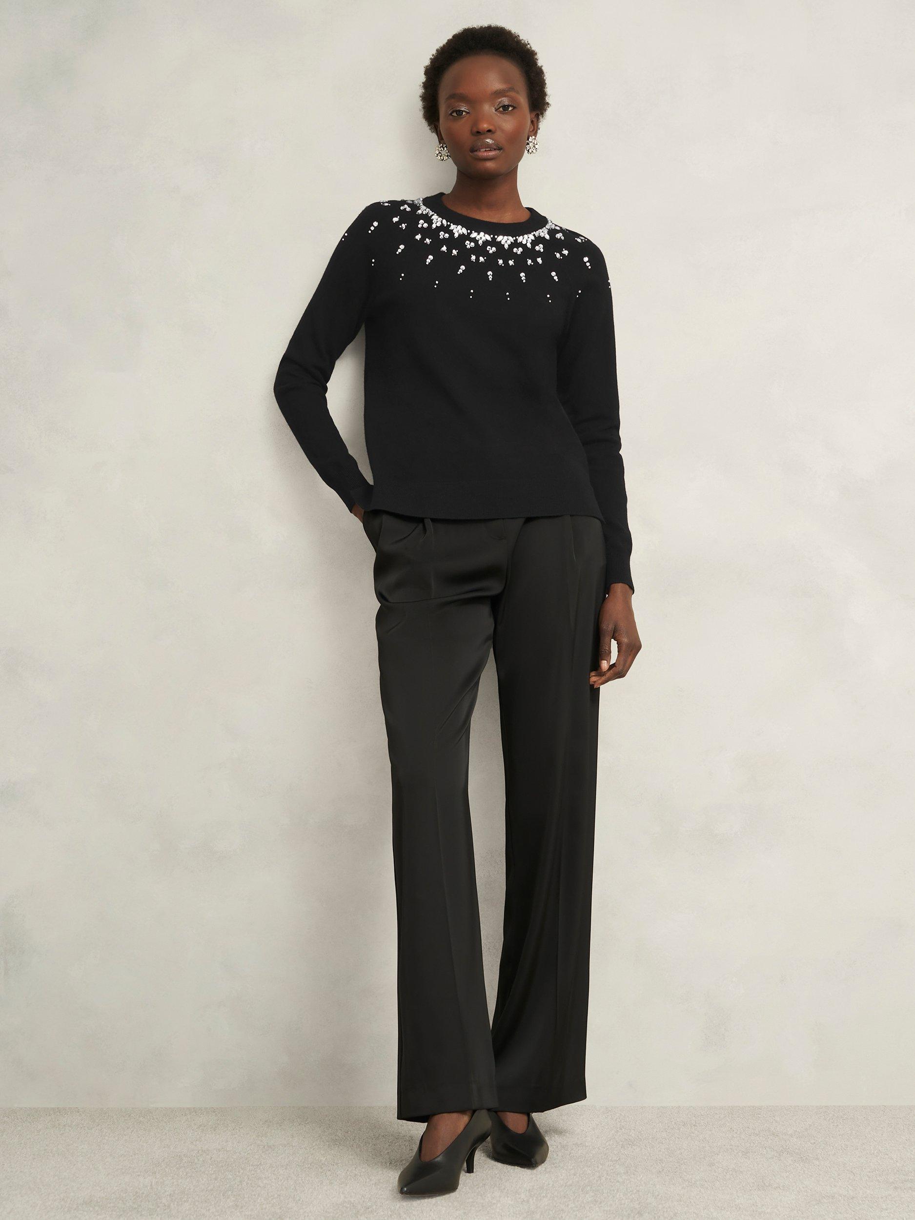 Product image 5 of 5, which shows Hobbs Theodora Gem Fair Isle Wool Blend Jumper, Black, L