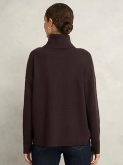 Hobbs Yvette Roll Neck Jumper, Alder Brown - view 2, Alder Brown