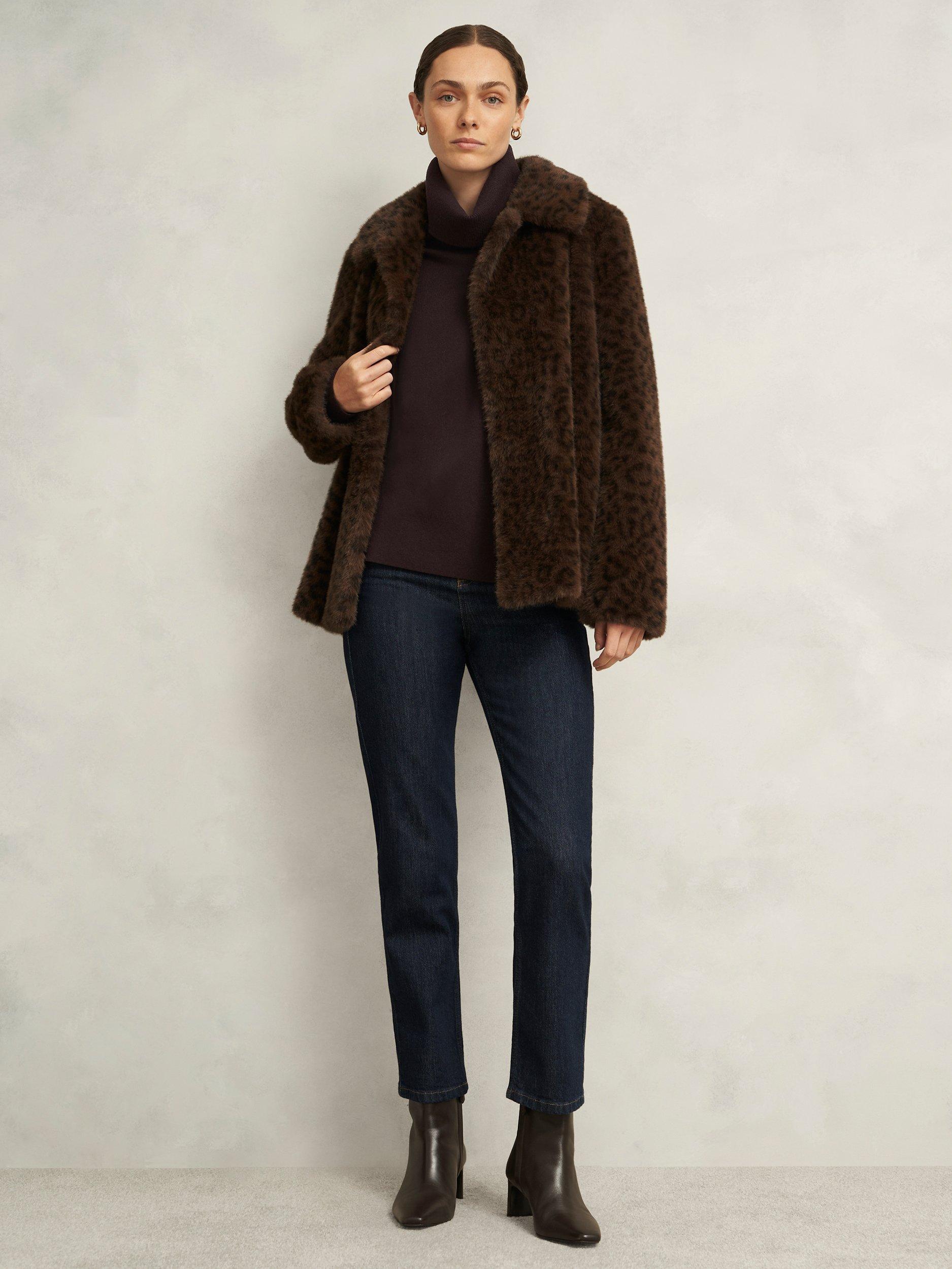 Product image 6 of 6, which shows Hobbs Yvette Roll Neck Jumper, Alder Brown, L