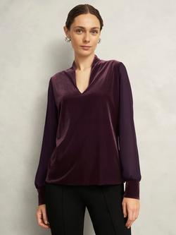 Hobbs Aimee Velvet Top, Malbec Purple