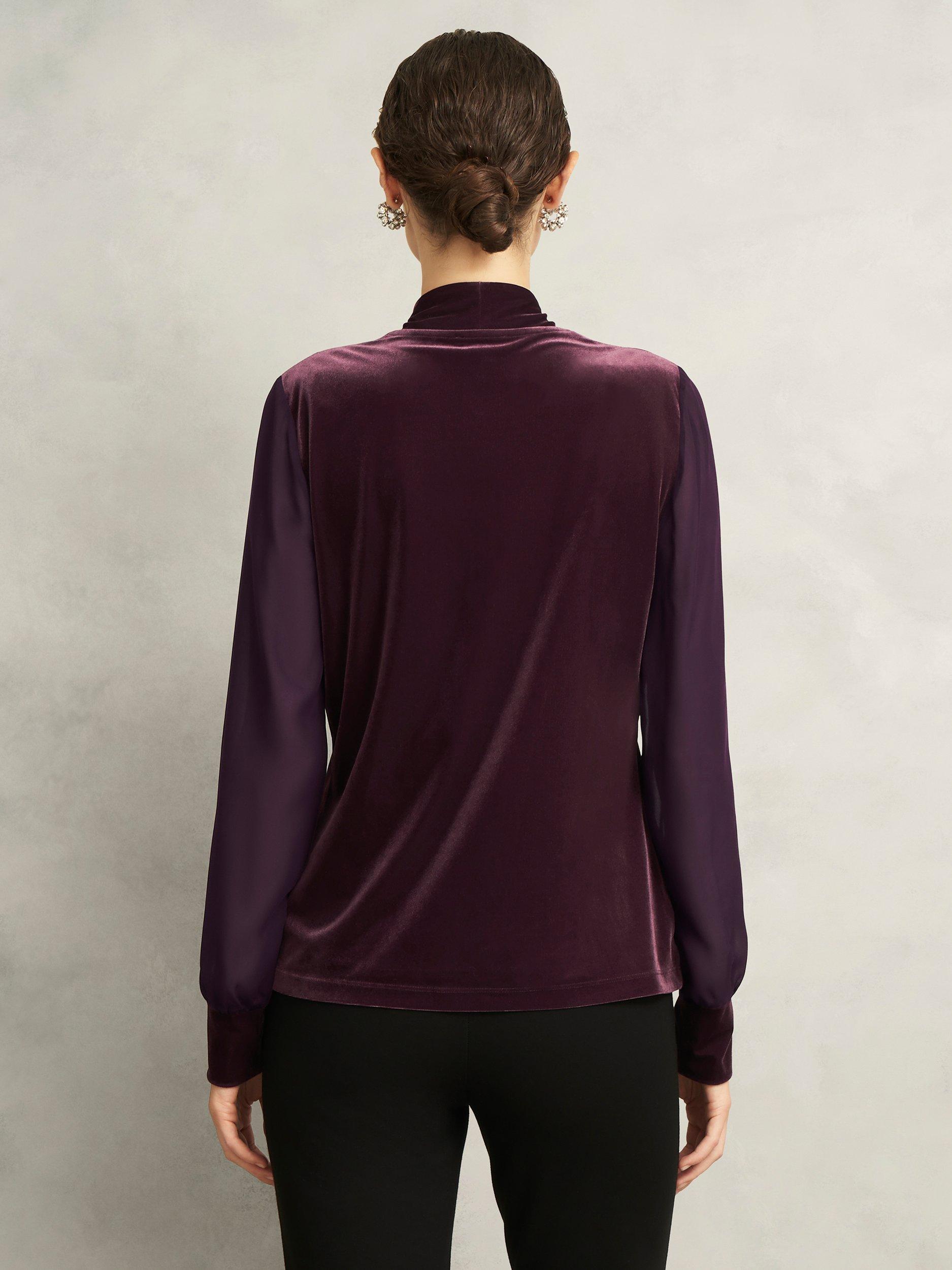 Product image 2 of 7, which shows Hobbs Aimee Velvet Top, Malbec Purple, L
