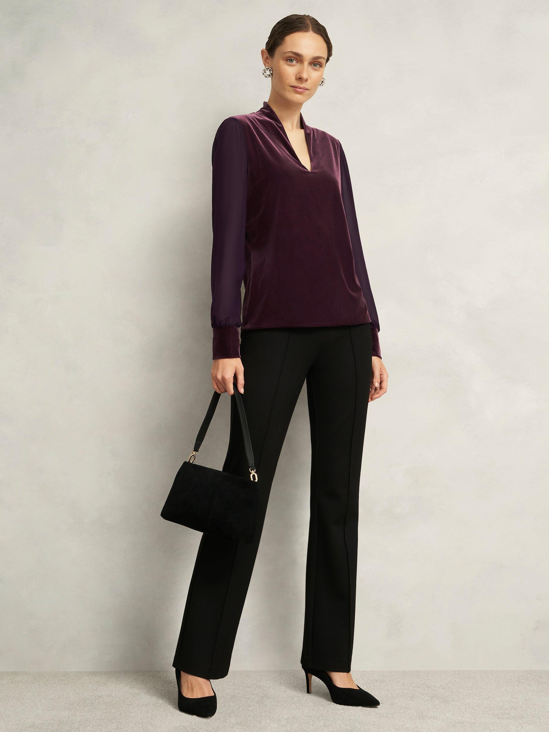 Product image 5 of 7, which shows Hobbs Aimee Velvet Top, Malbec Purple, L