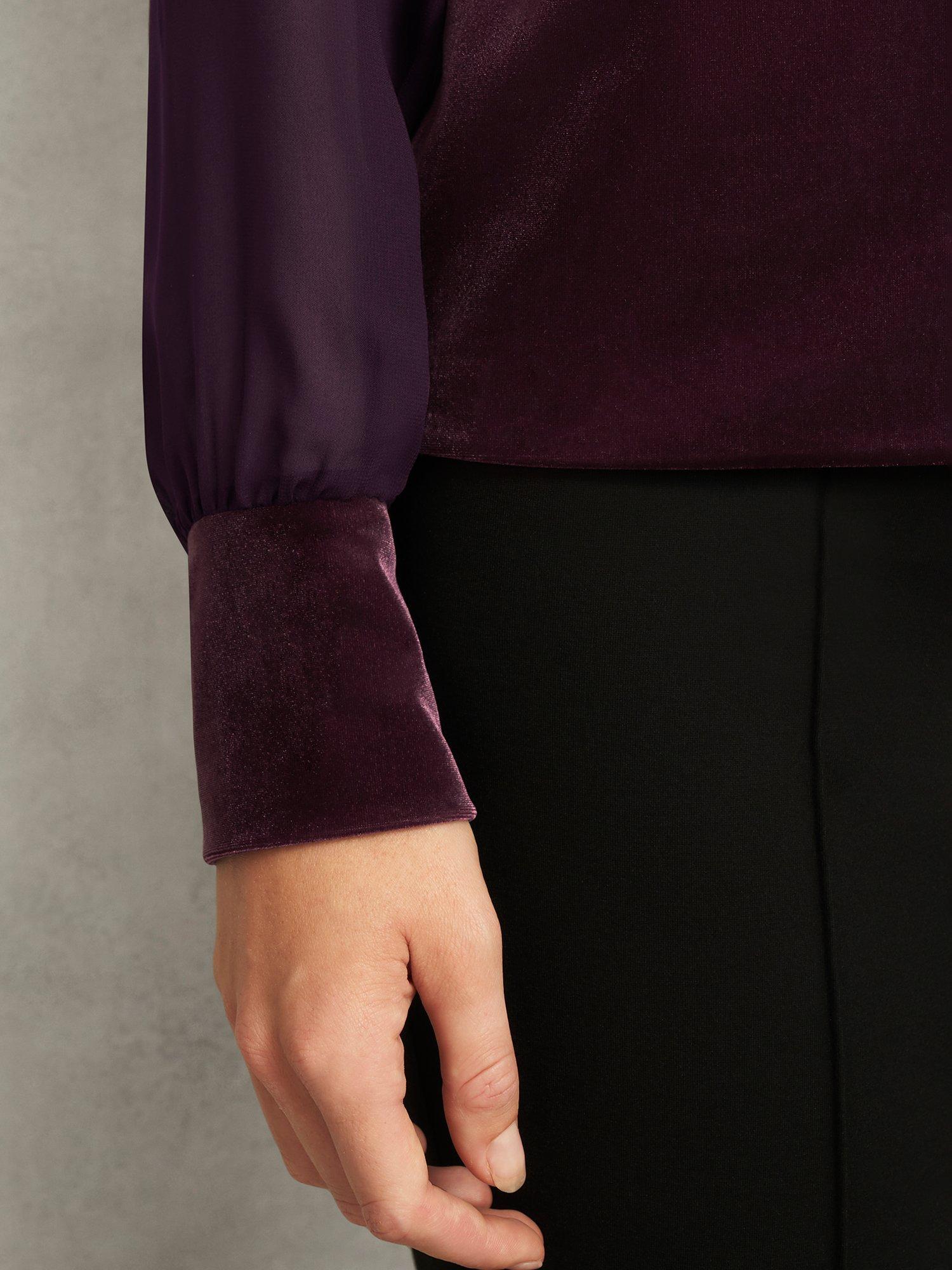 Product image 7 of 7, which shows Hobbs Aimee Velvet Top, Malbec Purple, L