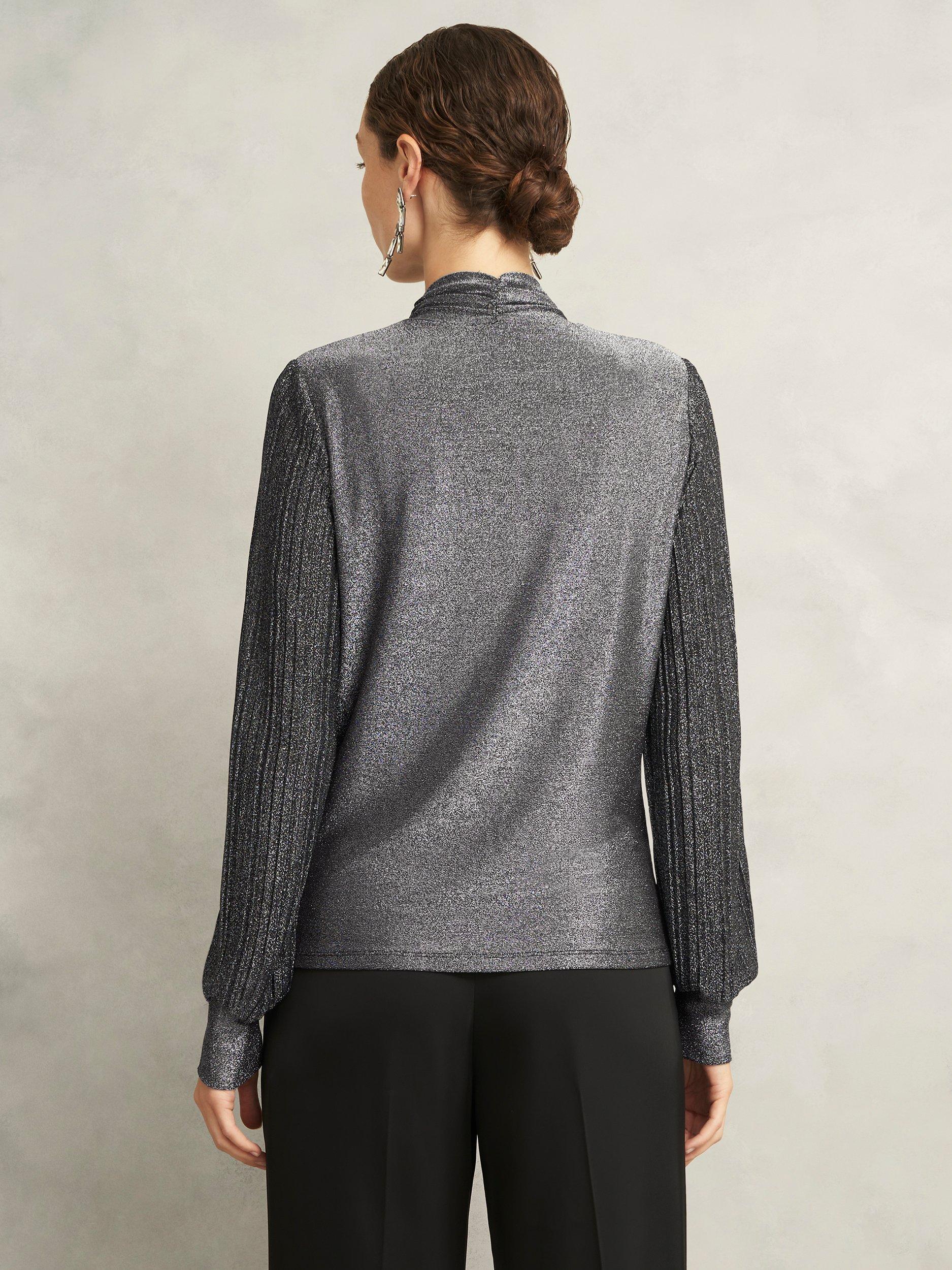 Product image 2 of 6, which shows Hobbs Ashley Sparkle Top, Silver, S