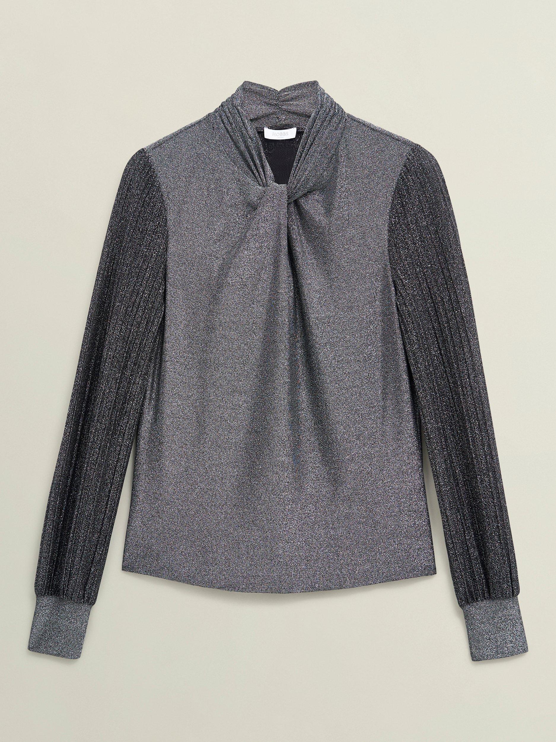 Product image 4 of 6, which shows Hobbs Ashley Sparkle Top, Silver, S