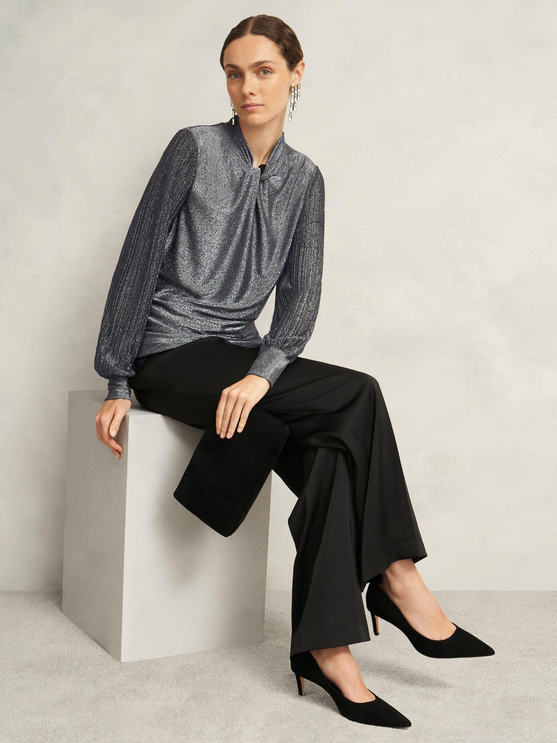 Product image 5 of 6, which shows Hobbs Ashley Sparkle Top, Silver, S