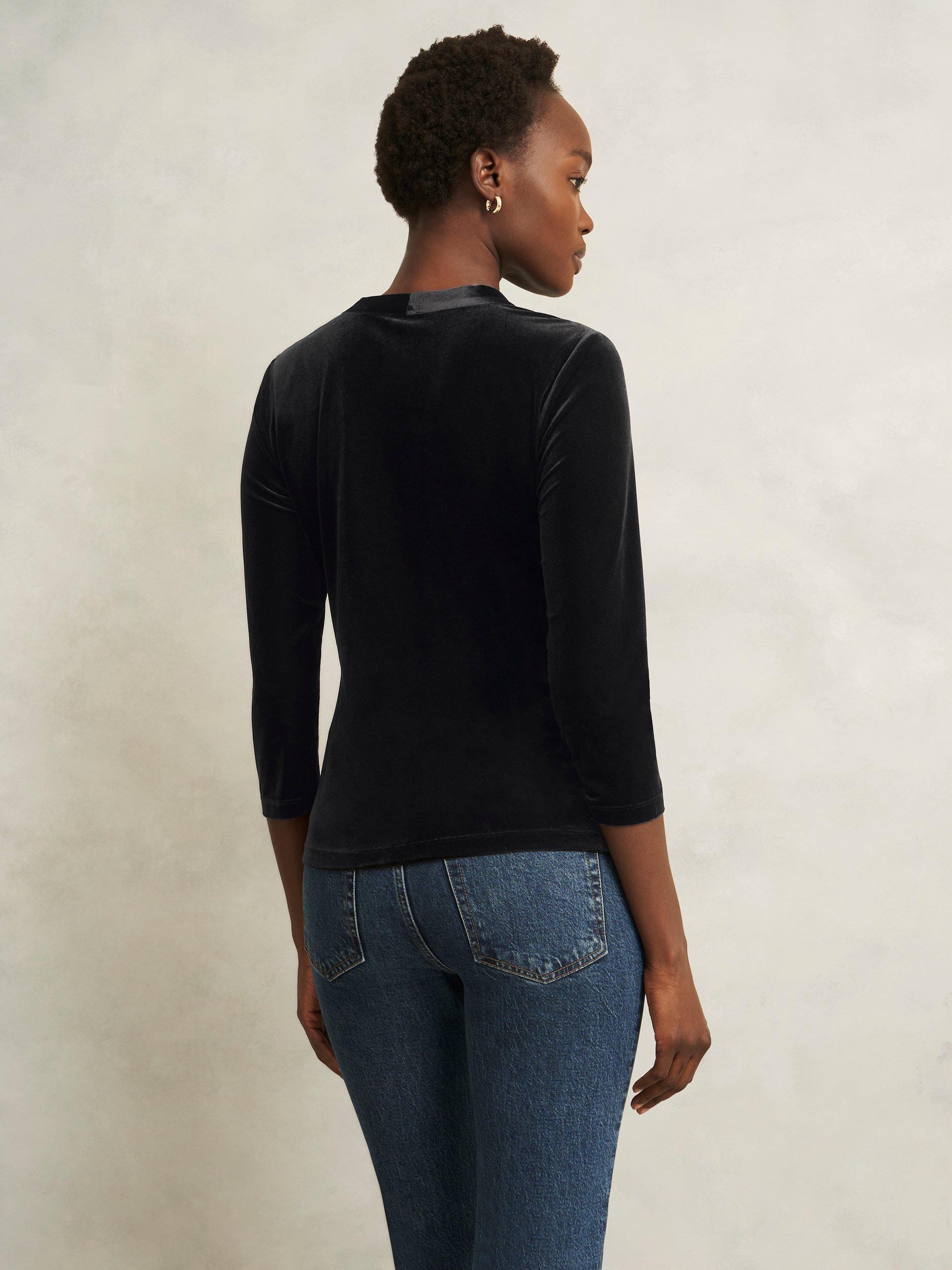 Product image 2 of 5, which shows Hobbs Hattie Velvet Top, Black, L