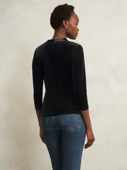 Hobbs Hattie Velvet Top, Black - view 2, Black