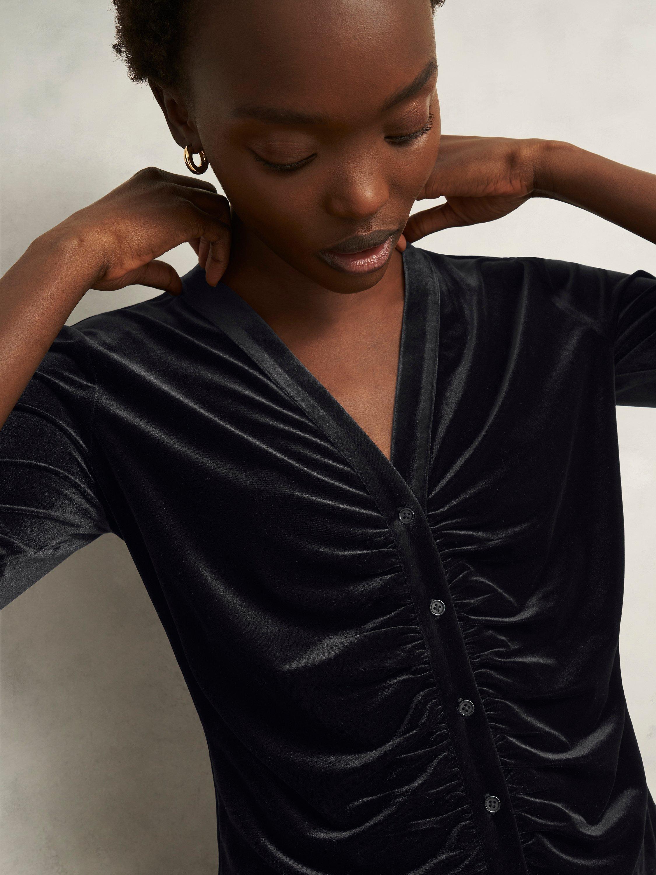 Product image 3 of 5, which shows Hobbs Hattie Velvet Top, Black, L
