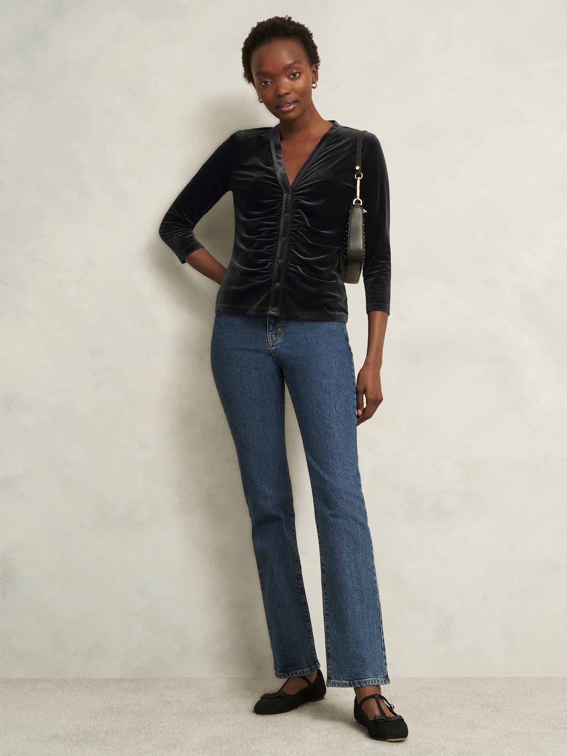 Product image 5 of 5, which shows Hobbs Hattie Velvet Top, Black, L
