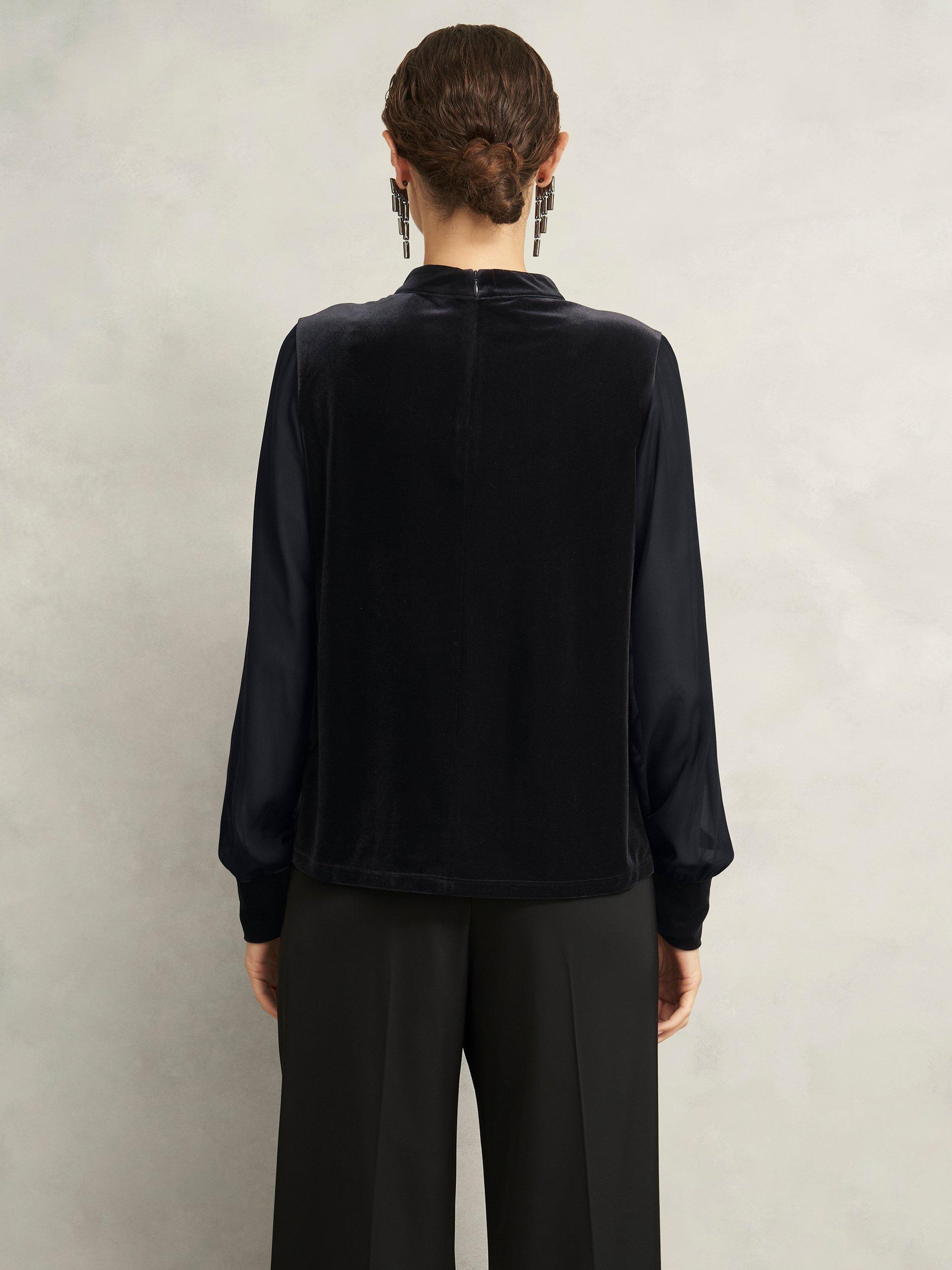 Product image 2 of 6, which shows Hobbs Lorelai Velvet Top, Black, S