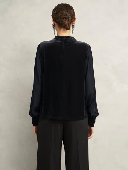 Hobbs Lorelai Velvet Top, Black - view 2, Black