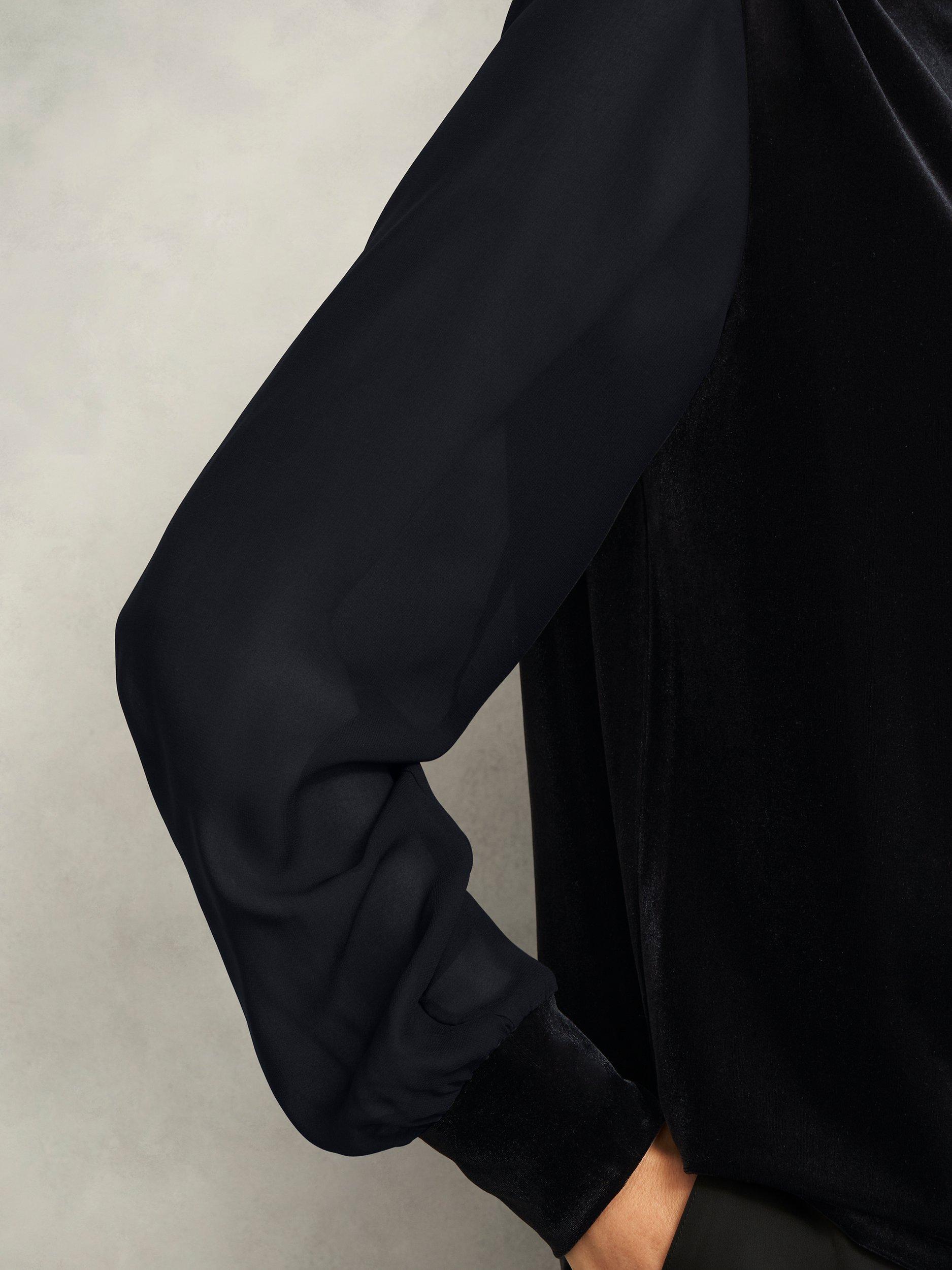 Product image 6 of 6, which shows Hobbs Lorelai Velvet Top, Black, S