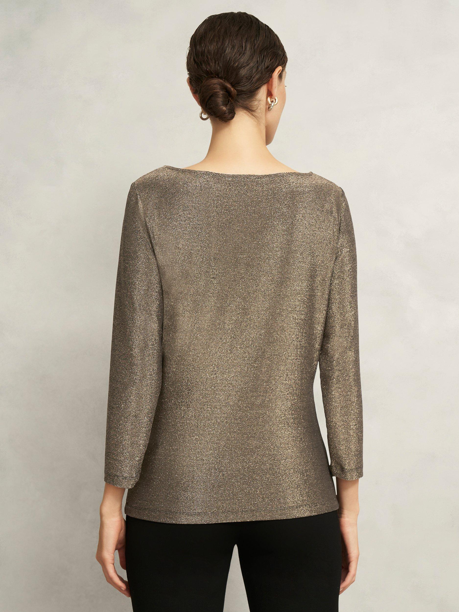 Product image 2 of 5, which shows Hobbs Sonya Sparkle Top, Gold, L