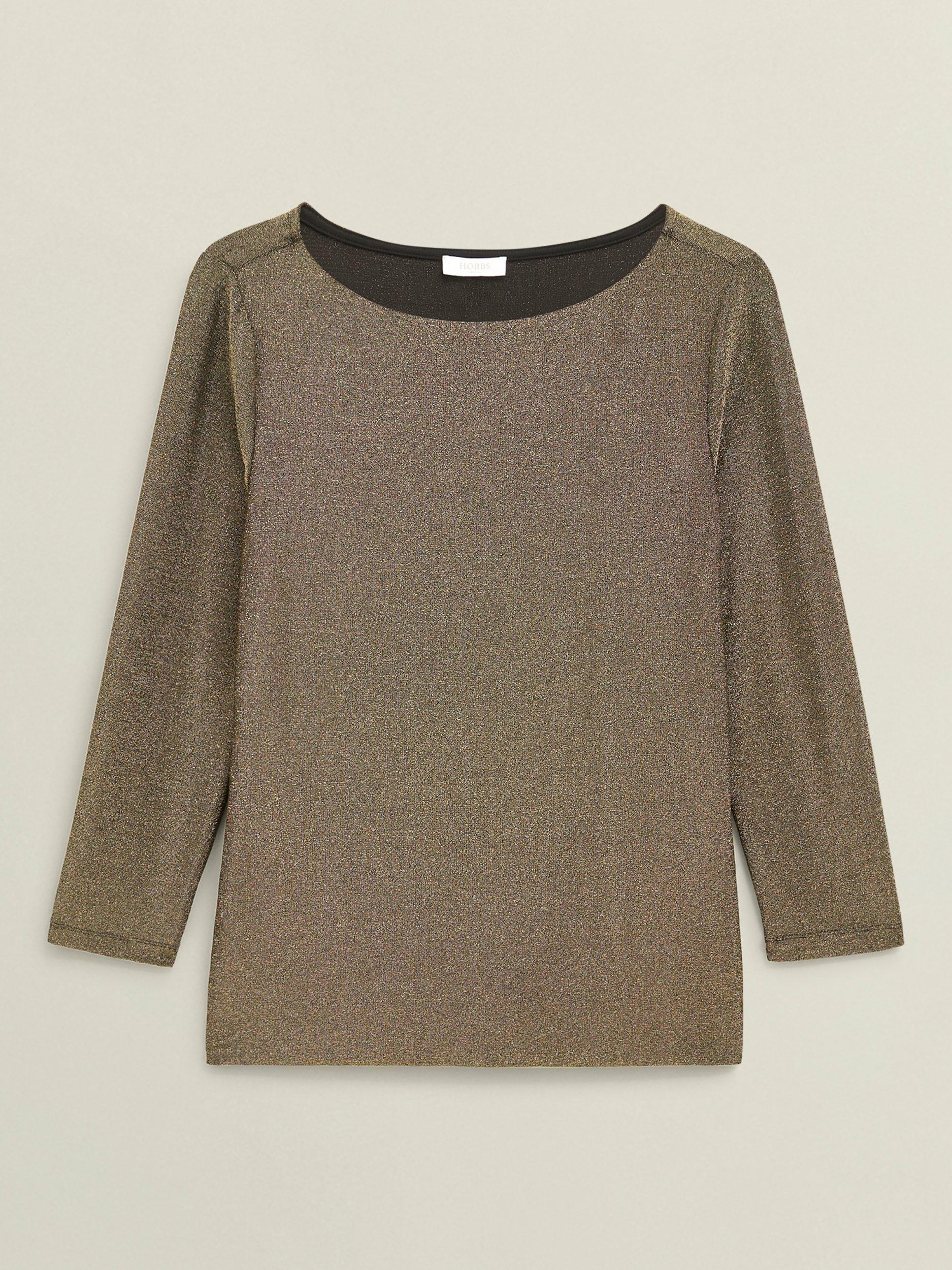 Product image 4 of 5, which shows Hobbs Sonya Sparkle Top, Gold, L