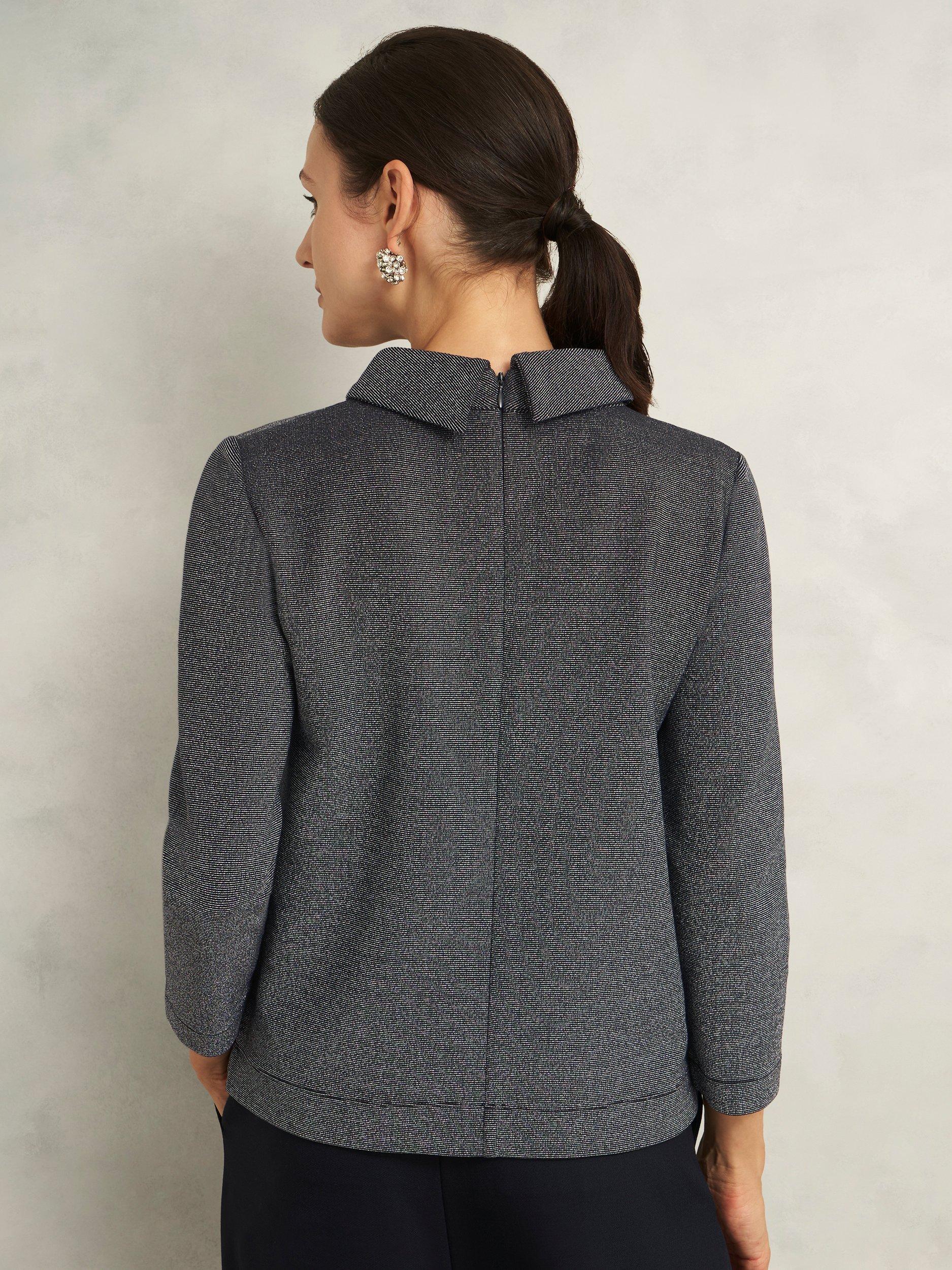 Product image 2 of 7, which shows Hobbs Tali Sparkle Top, Navy/Silver, L