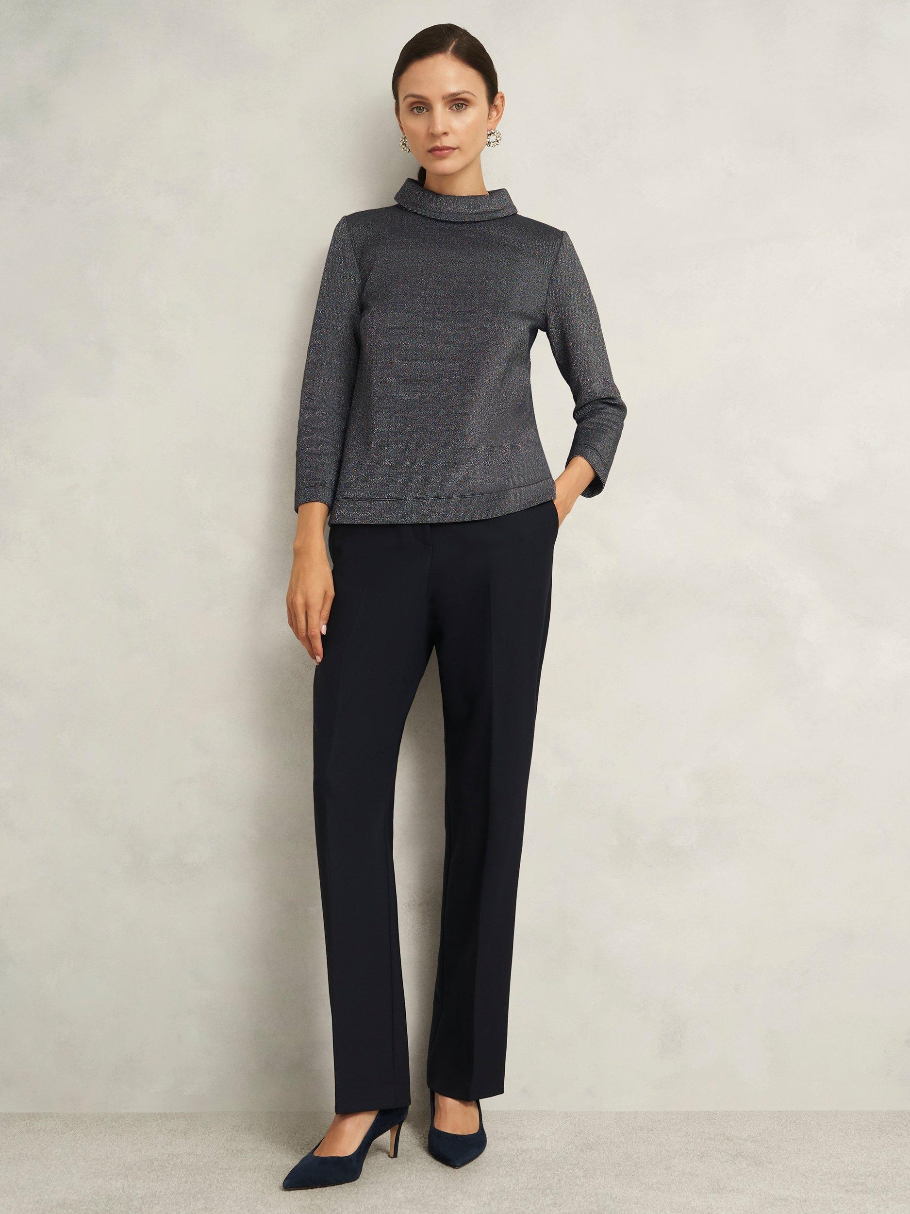 Product image 5 of 7, which shows Hobbs Tali Sparkle Top, Navy/Silver, L