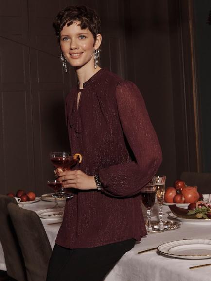 Hobbs Vivien Sparkle Top, Mulberry Purple, Mulberry Purple
