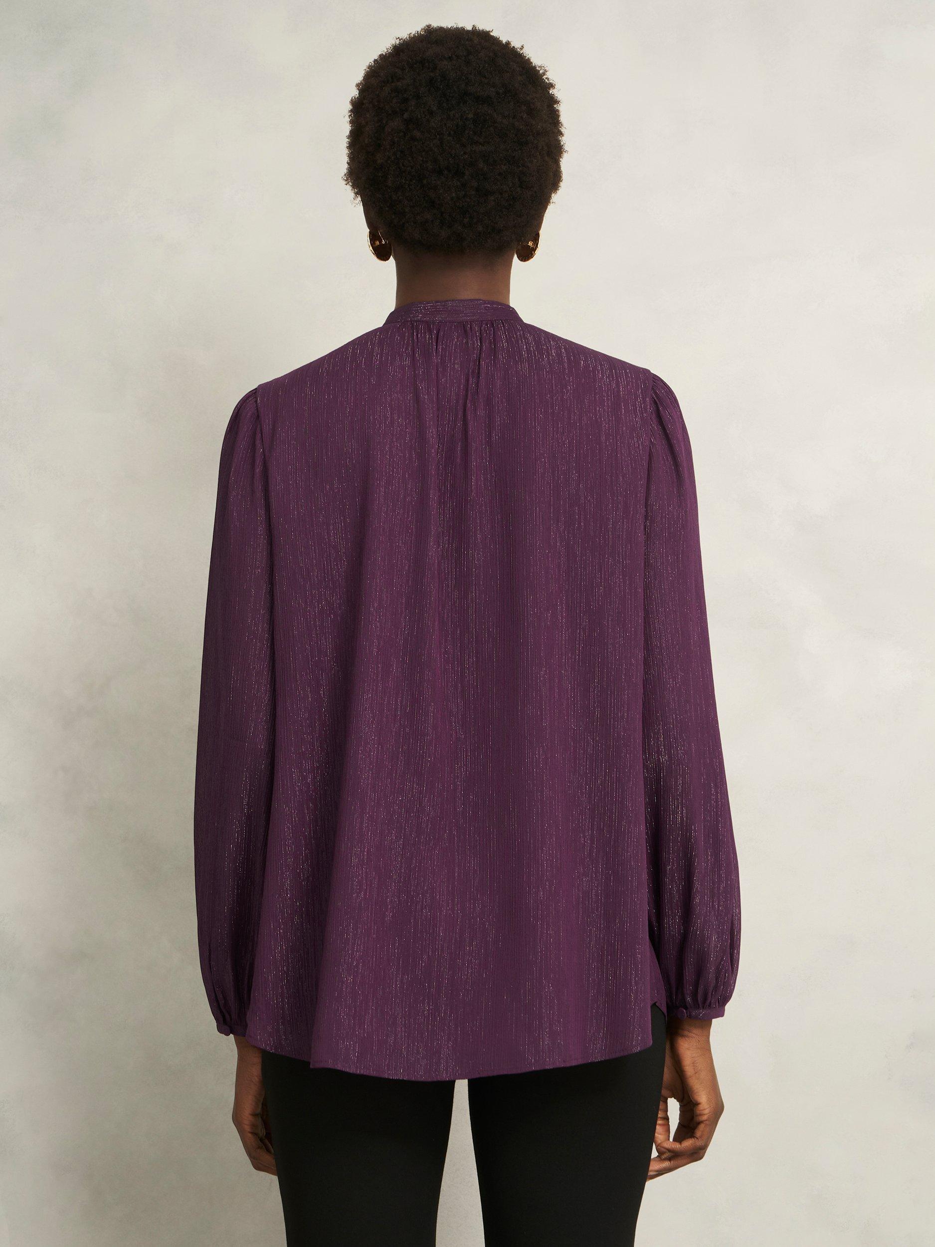 Product image 2 of 6, which shows Hobbs Vivien Sparkle Top, Mulberry Purple, 10