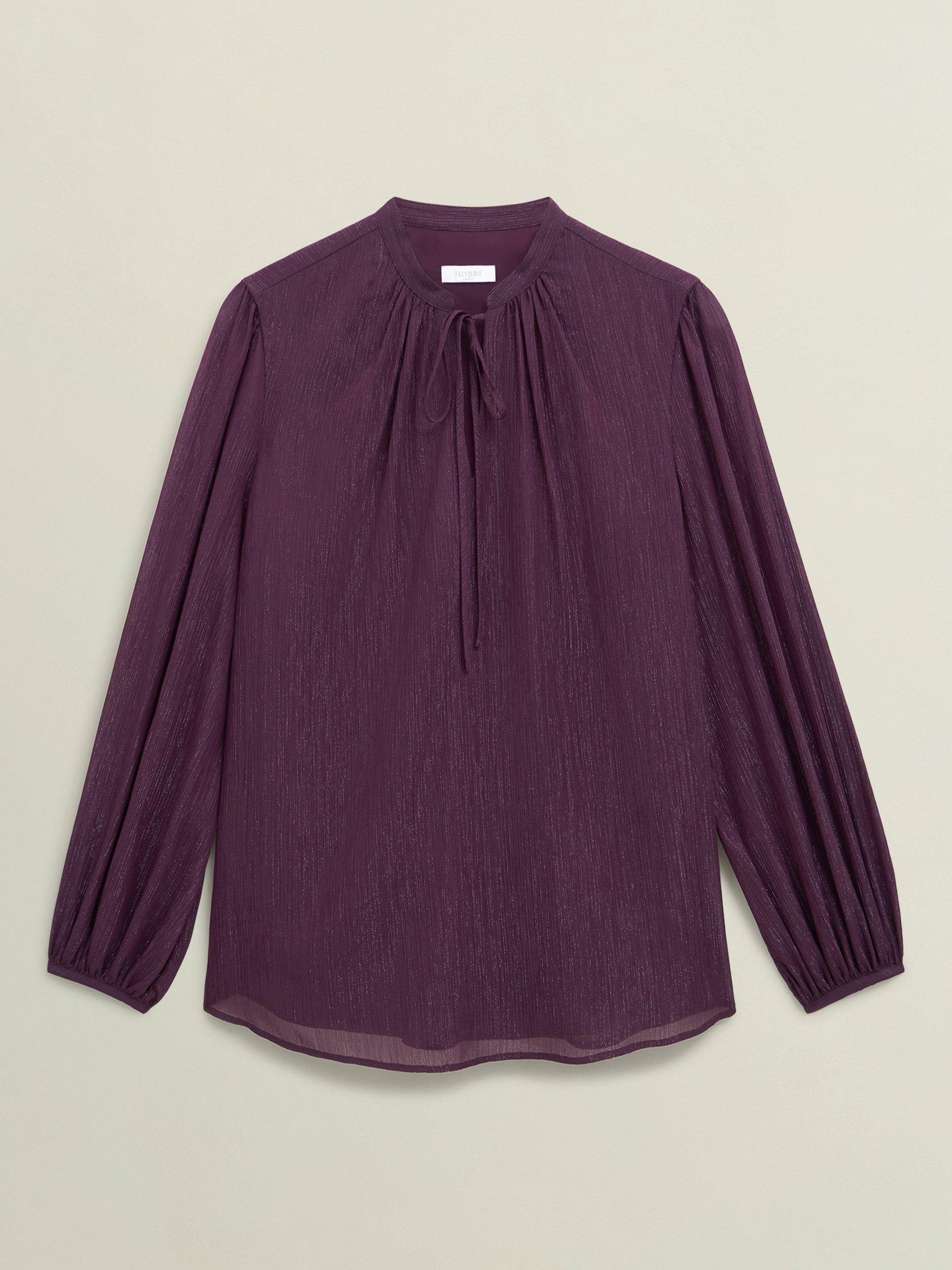 Product image 4 of 6, which shows Hobbs Vivien Sparkle Top, Mulberry Purple, 10