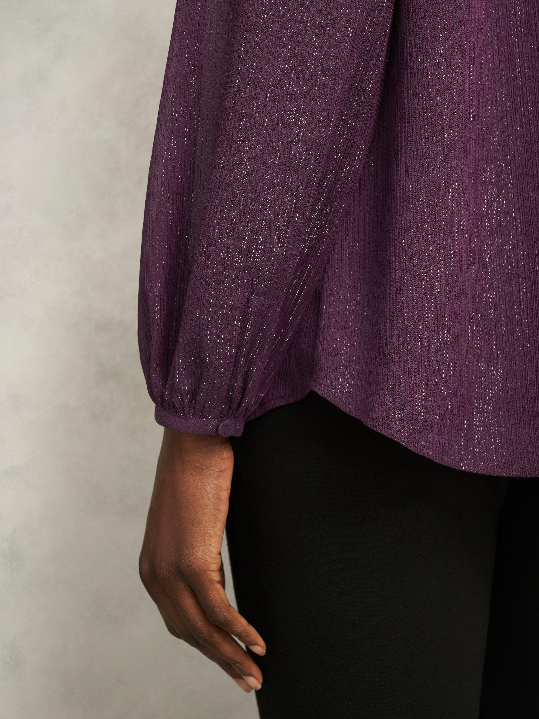 Product image 5 of 6, which shows Hobbs Vivien Sparkle Top, Mulberry Purple, 10