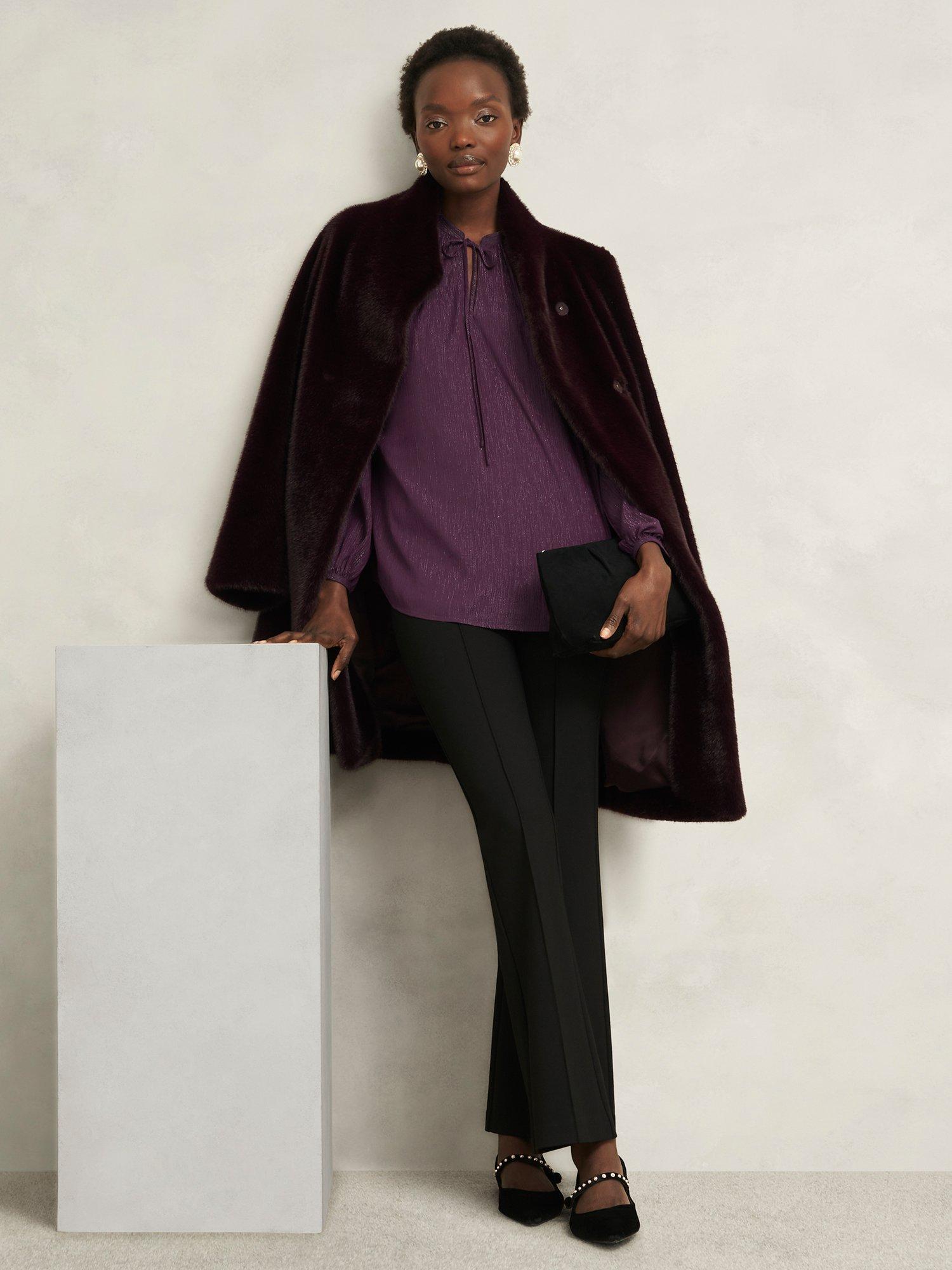 Product image 6 of 6, which shows Hobbs Vivien Sparkle Top, Mulberry Purple, 10