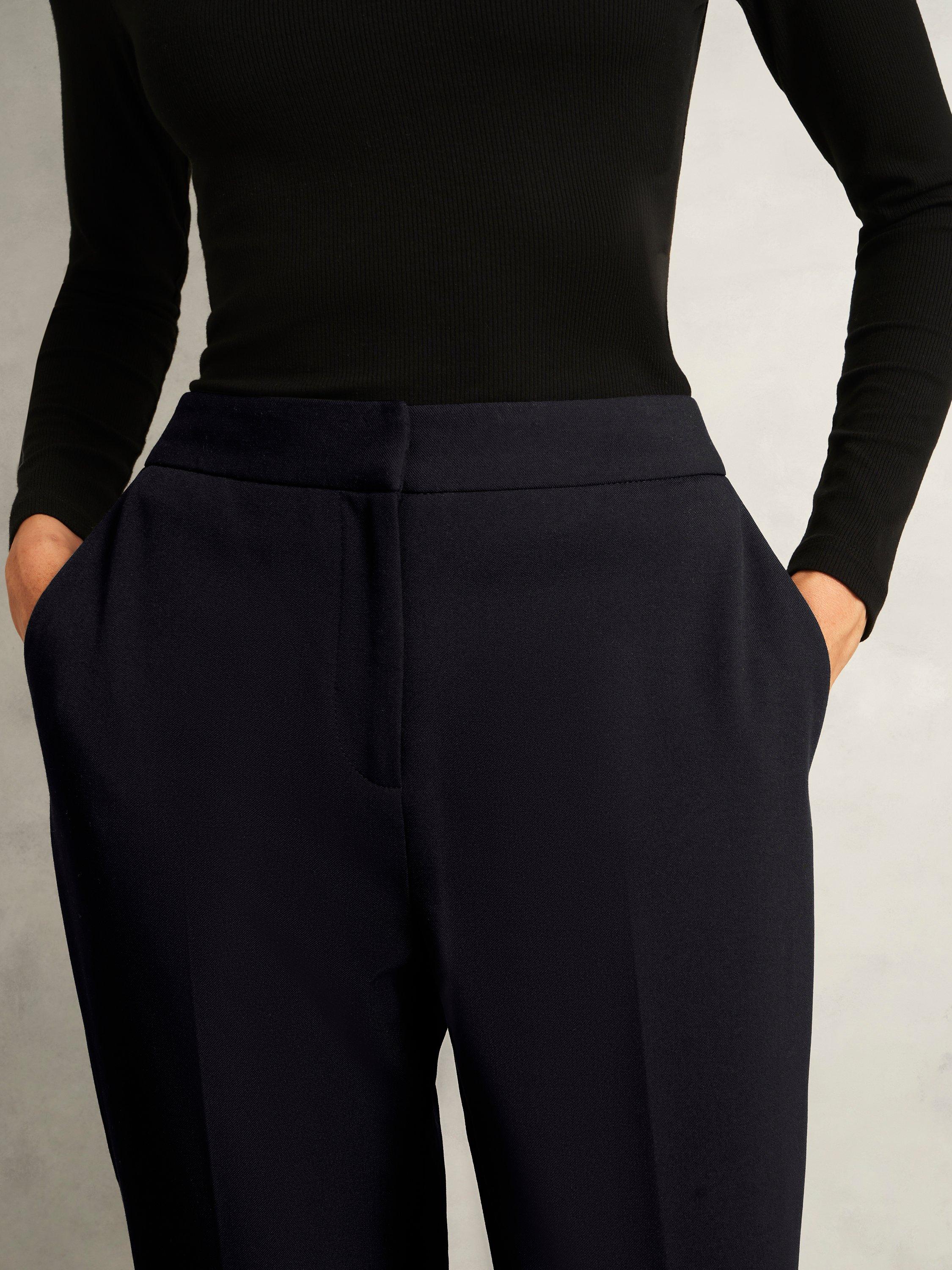 Product image 3 of 6, which shows Hobbs Belgrave Straight Tailored Trousers, Black, 10