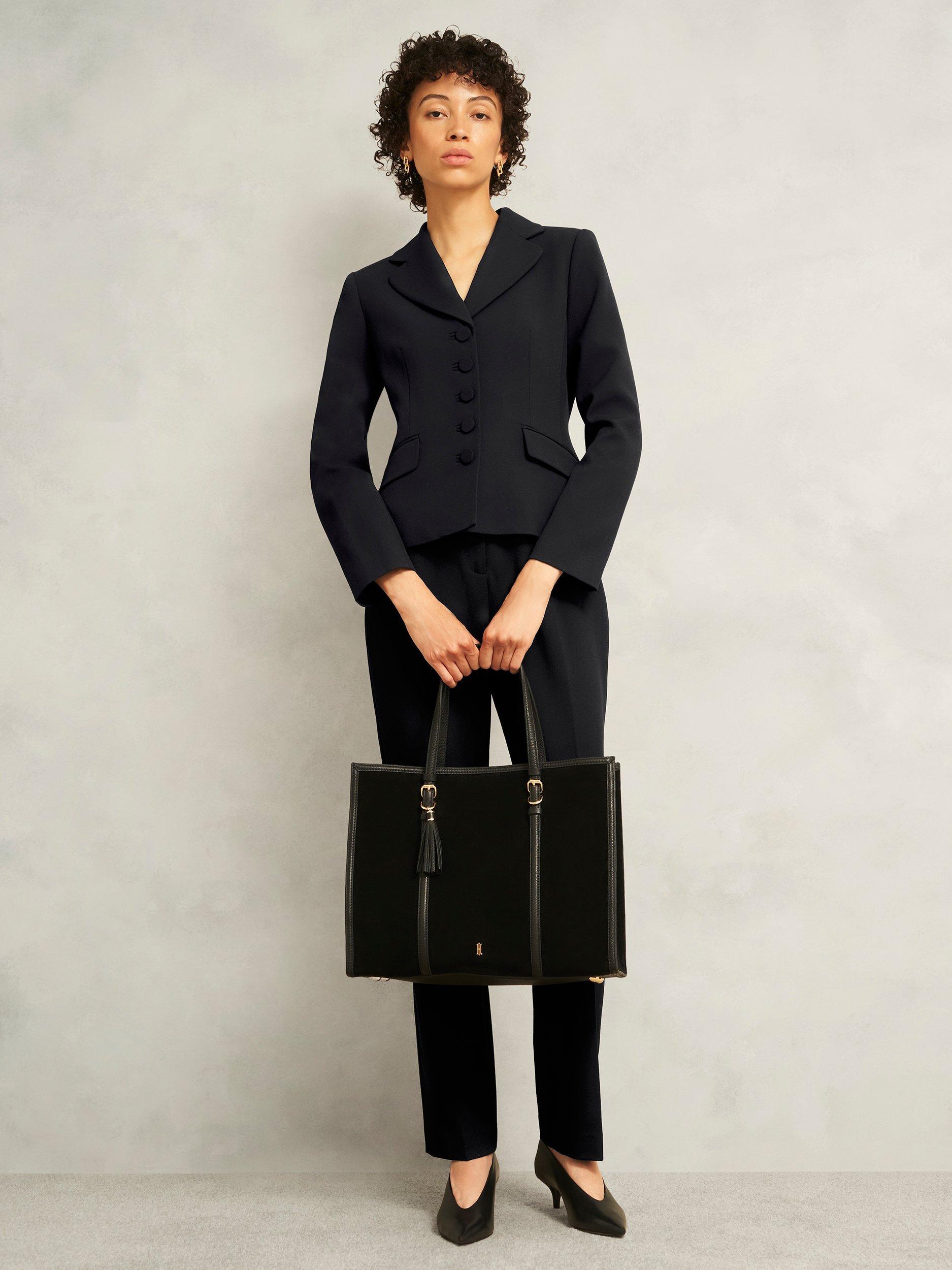 Product image 6 of 6, which shows Hobbs Belgrave Straight Tailored Trousers, Black, 10