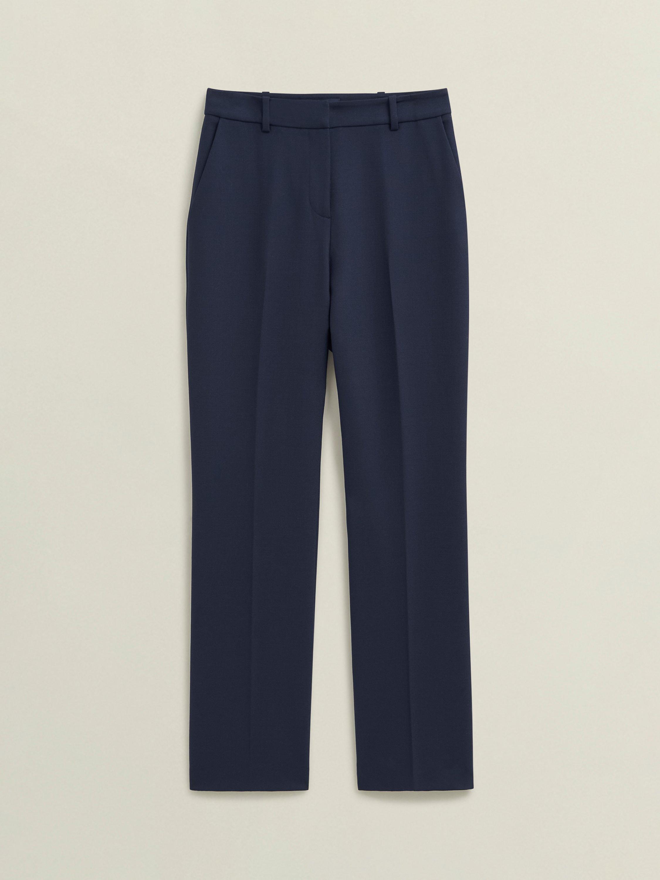 Product image 4 of 6, which shows Hobbs Montrose Wool Blend Tailored Trousers, Navy, 14